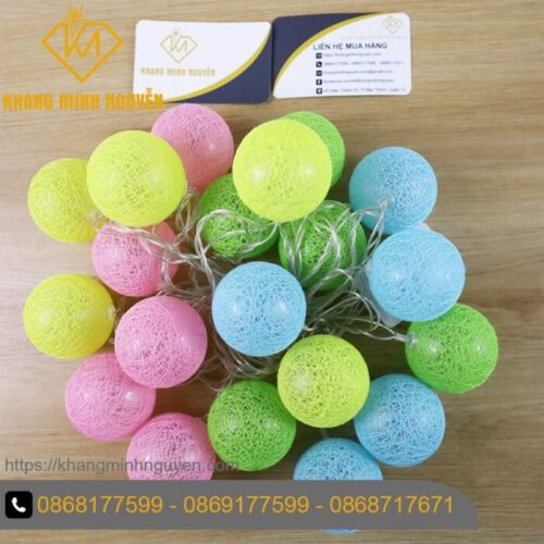 Đèn trang trí Noel, Giáng Sinh - Bộ 20 đèn banh chỉ tròn nhiều màu, có chớp, không đổi màu - có bọc nhựa chống nước Đèn trang trí Noel, Giáng Sinh - Bộ 20 đèn banh chỉ tròn nhiều màu, có chớp, không đổi màu - có bọc nhựa chống nước