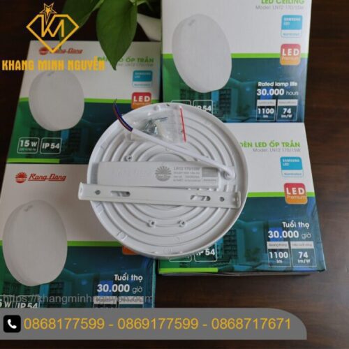 [Có giá sỉ - Giá công trình] Đèn LED ốp trần RẠNG ĐÔNG tròn LN12-170/15W 6500K SS, đèn ốp trần ban công, ốp trần sảnh, ốp hành lang, ốp logia