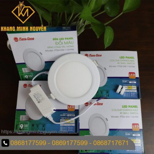 [Có giá sỉ - Giá công trình] Đèn đổi màu LED Panel âm trần (Downlight) RẠNG ĐÔNG PT04 ĐM 110/9W 3 chế độ màu, ánh sáng trắng - vàng - trung tính