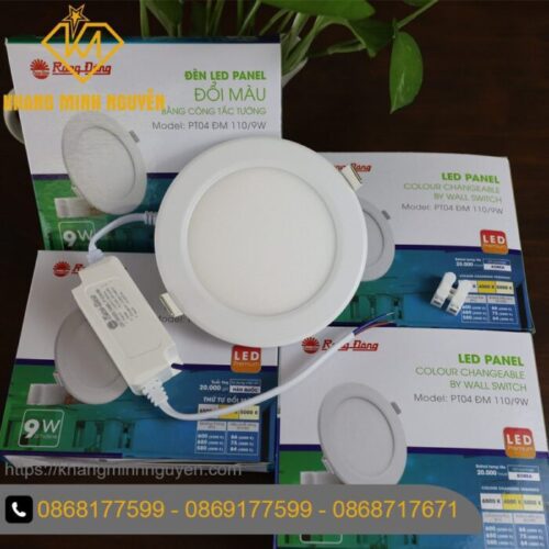 [Có giá sỉ - Giá công trình] Đèn đổi màu LED Panel âm trần (Downlight) RẠNG ĐÔNG PT04 ĐM 110/9W 3 chế độ màu, ánh sáng trắng - vàng - trung tính