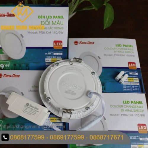 [Có giá sỉ - Giá công trình] Đèn đổi màu LED Panel âm trần (Downlight) RẠNG ĐÔNG PT04 ĐM 110/9W 3 chế độ màu, ánh sáng trắng - vàng - trung tính