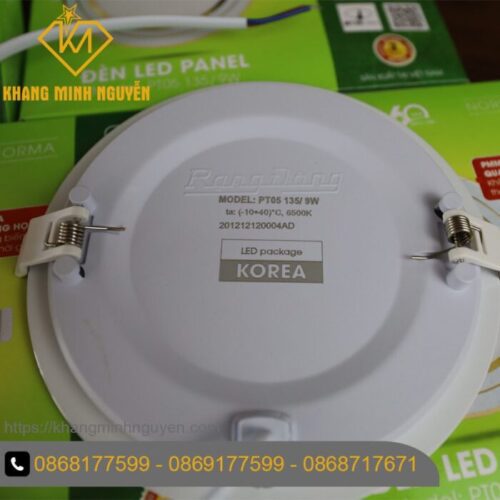 [Có giá sỉ - Giá công trình] Đèn LED Panel âm trần (Downlight) RẠNG ĐÔNG PT05 135/9W-Gold viền vàng gold có 2 màu trắng 6500K và vàng 3000K