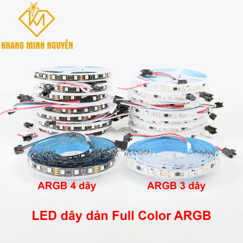 (Cuộn 5m) Led dán 12V full color IC 1903 (3 dây) và 16703 (4 dây) chip led 5050 full màu
