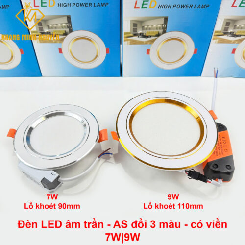 (Đổi 3 màu) Đèn led âm trần 3 màu, Downlight 7W - 9W D120 - ánh sáng đổi 3 chế độ màu Trắng - Vàng - Trung tính, lỗ khoét 90mm