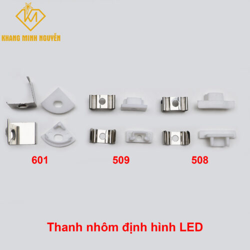 Đầu bịt nhựa và pát sắt cho thanh nhôm định hình đèn LED 508, 509, 601