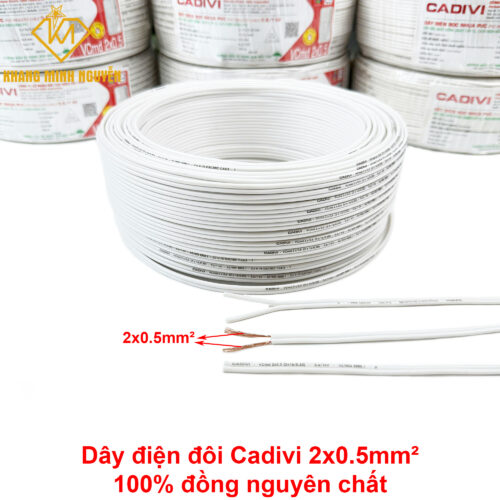 (Bán lẻ 1m) Dây điện CADIVI đôi 2x0.5mm - 0,6/1kV - hàng chính hãng CADIVI - lõi đồng nguyên chất 100%