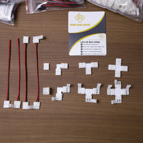 Kẹp nối LED dây 12v - nối thẳng, nối góc chữ L, ngã 3 chữ T, ngã 4 + - size 8mm (led 2835) - size 10mm (led 5050)