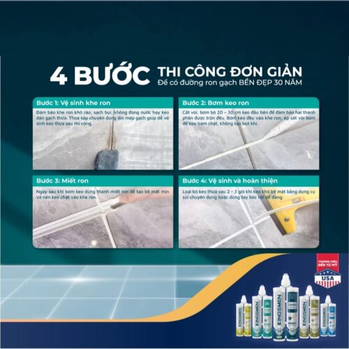 Keo chà ron, keo chít mạch 2 thành phần Kingsmen G3000 dùng trong nhà