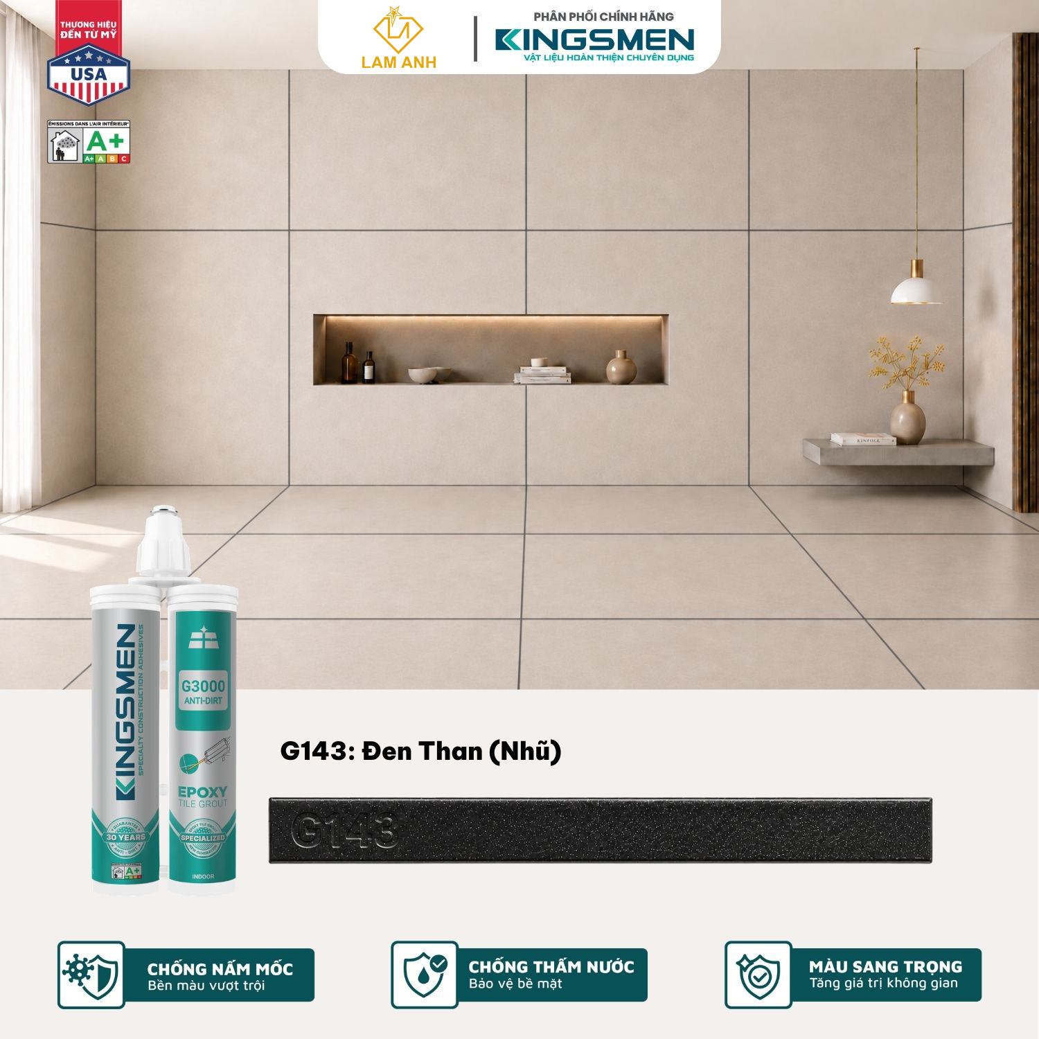 Keo chà ron, keo chít mạch 2 thành phần Kingsmen G3000 dùng trong nhà Keo chà ron, keo chít mạch 2 thành phần Kingsmen G3000 dùng trong nhà